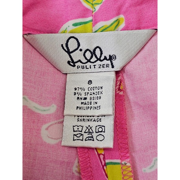 BF Women's 8 VINTAGE LILLY PULITZER Pink Palm Tree Tapered Leg Khaki Chino Pants - Picture 10 of 11